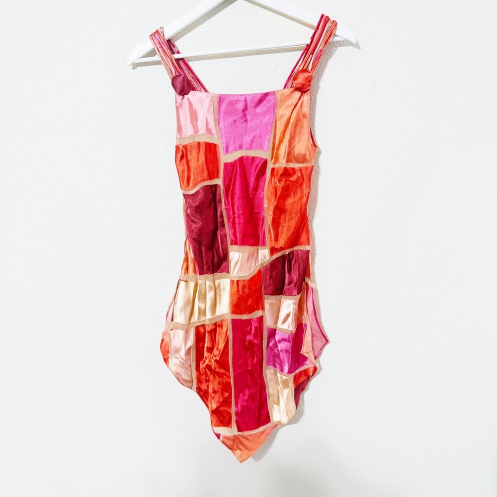 Cult Gaia Shalia Scoop-Neck Burnout Patchwork Top in Pinks Lollipop Multi small - Picture 6 of 14